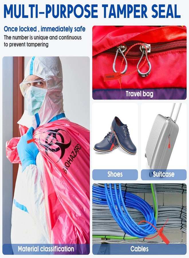 Roowest 1000 Pcs Plastic Tamper Seals Fire Extinguisher Tags Security Tags Seals Safety Numbered Zip Ties Labels Safety Disposable Self Locking Signage 250 mm Length (Red) - Image 4